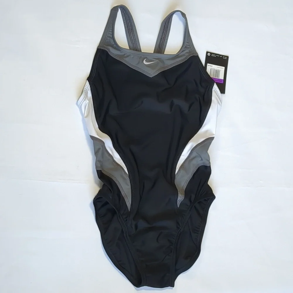 Nike Victory Color Block Power Back Tank Swimsuit Sz 6 Nike NX Fabric